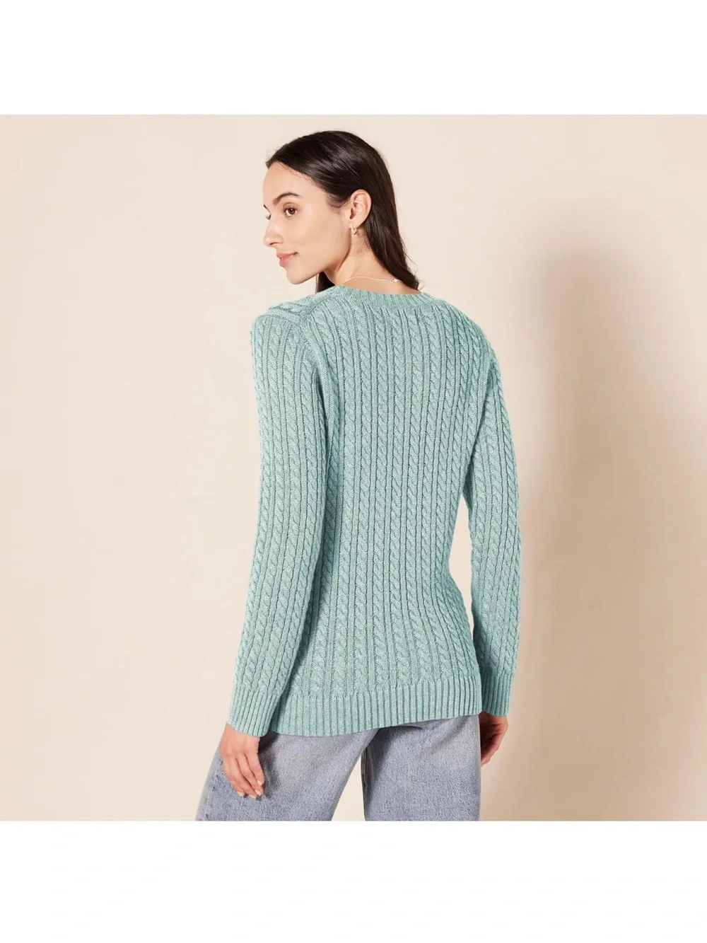 Amazon Essentials Cotton Cableknit Crewneck Sweater Ribbed Fisherman Style XXL